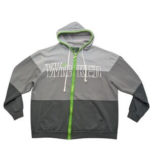 Wicked The Musical Hoodie Unisex 2XL Grey Green For Good Colorblock Zip Up